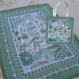 Dahlia Green Rug & Tote Bag