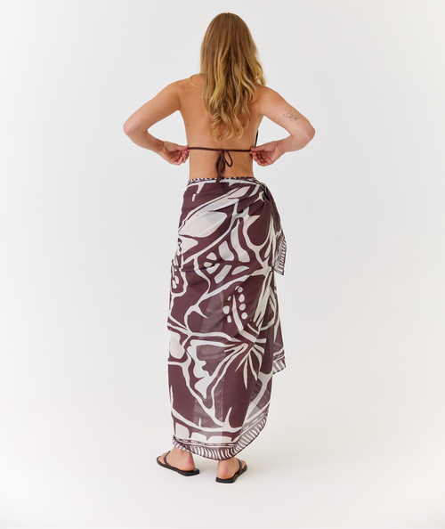 Brown Hibiscus Sarong
